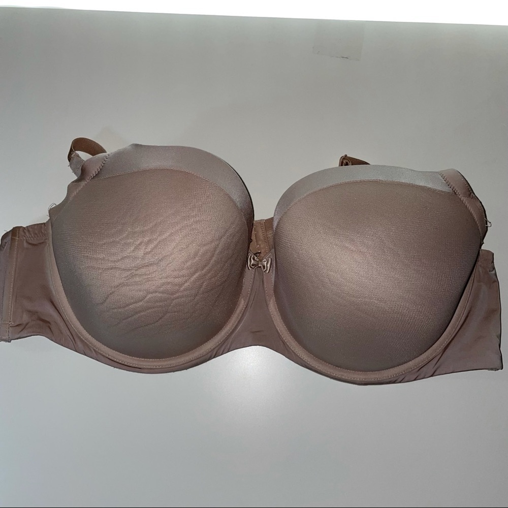 Torrid Bra Balconette Lightly Padded Lined Underwire 46C Nude Tan Brown Coverage